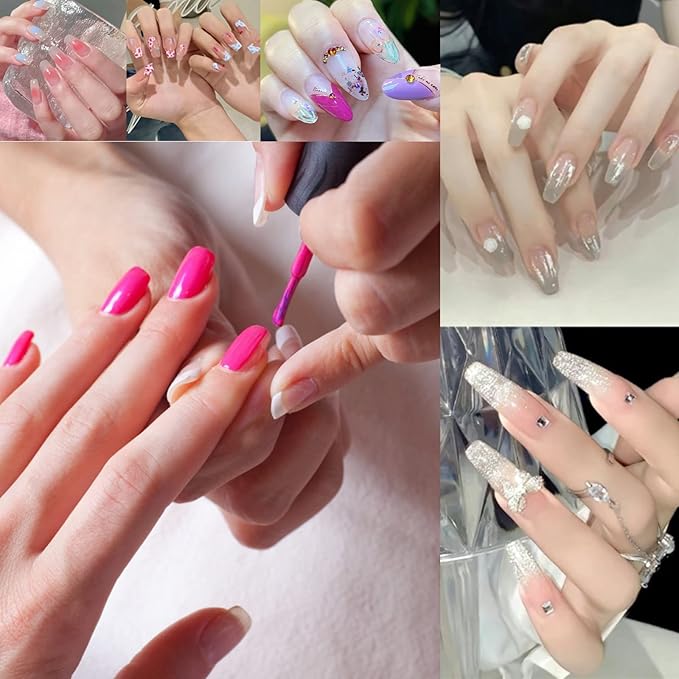 Stiletto Nail Tips,1000 PCS Artificial Full Cover Fake Nails Soft Gel Tips 10 Sizes with Box for Home DIY Nail Salon (Clear and Natural 5)