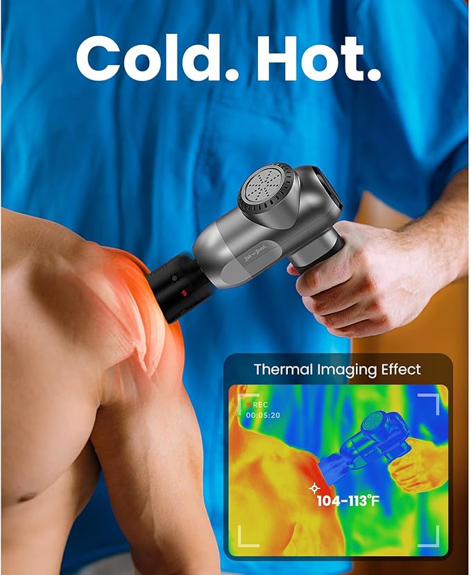 BOB AND BRAD C2 Pro Massage Gun with Heat and Cold Therapy, Mini Massager Gun Deep Tissue, Heated Professional Electric Back Massager for Athletes, Handheld Massager