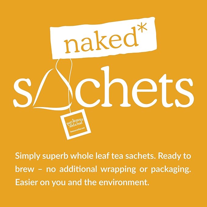 Two Leaves and a Bud Organic Chamomile - 50 Naked Tea Sachets, Naturally Caffeine Free, Whole Leaf Herbal Tea in Eco-Friendly Unwrapped Compostable Sachets, Resealable Bag, 50 Count (Pack of 1)