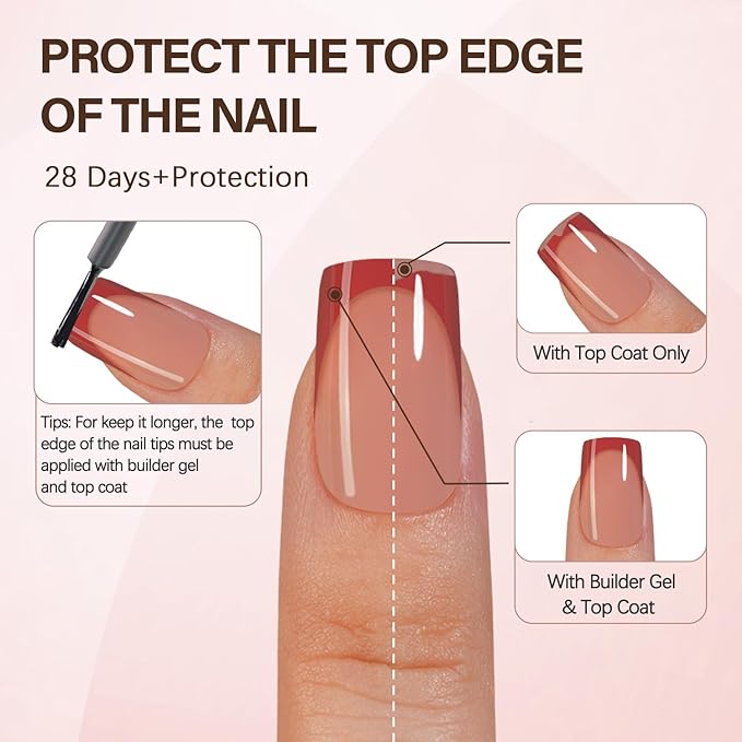 Misssix XBASICTIPS French Tip Press On Nails, 600Pcs Short Square French Gel Nail Tips, Soft Gel Pre-shaped No Need to File 3 in 1 Tips, 20 Colors Fake Nails for Nail Art DIY 15 Sizes