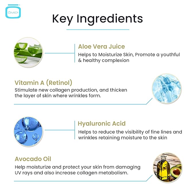 OMIC, Retinol Serum for Face | 1 fl oz / 30 ml | Reduce, Wrinkle, Dark Circles, Dark Spots Corrector | with Vitamin A, Vitamin E and Hyaluronic Acid | Made in USA