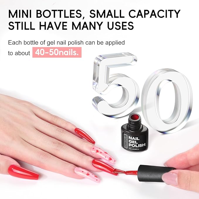 COSCELIA 40PCS Gel Nail Polish Set, 7ml 35 Colors Gel Polish with 5pcs Top and Base Coat Nude White Pink Red Green Blue Fall Colors All Seasons Nail Art Manicure Starter Kit at Home Gifts for Women