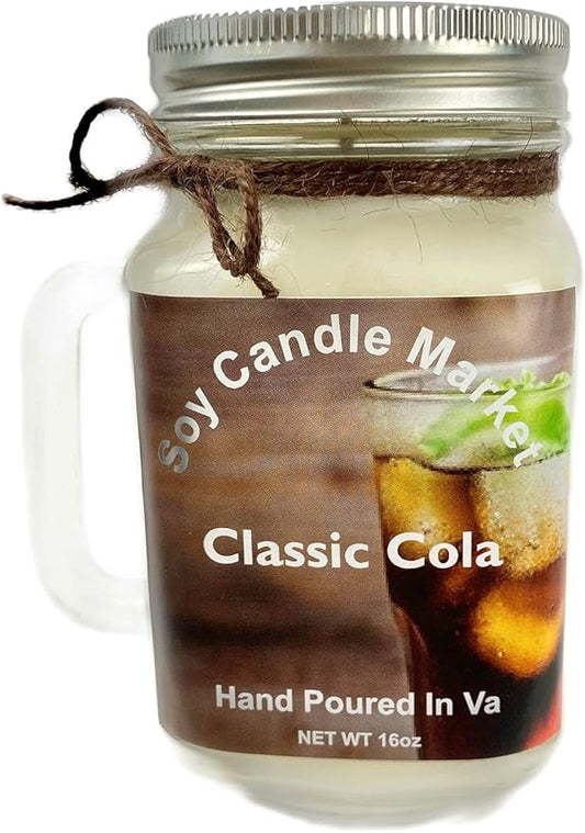 Soy Scented Candles | Handmade & Highly Aromatic Candles Burns Upto 85 Hours in Glass Jar - Perfect for Home Decor, Wedding, Birthday, Dinner (Classic Cola, 12 oz)
