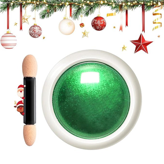 Green Chrome Nail Powder - Holographic Mirror Metallic Effect Powder For Christmas DIY Nail Art