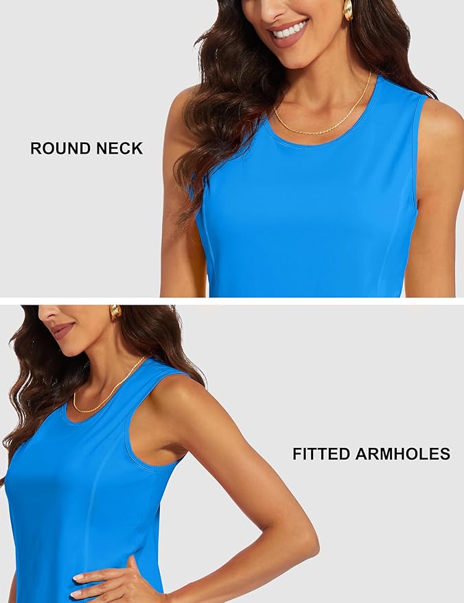 MAGCOMSEN Women's Sleeveless Workout Shirts UPF 80+ Dry Fit Running Wicking Tank Tops Athletic Gym Summer