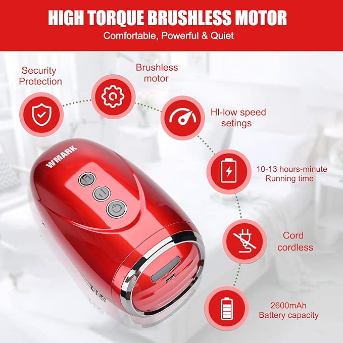 Professional Haircut Massager/Cordless Handheld Massager, Vibration Neck/Legs/Hands/face Massager, 2 Massage nodes 2600AMH (Red)