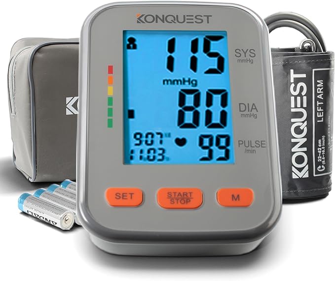 Konquest KBP-2704A Blood Pressure Monitor – Automatic Upper Arm BP Machine with Large Cuff (8.5–16.5 in), Backlit Display, Digital, Irregular Heartbeat Detector – Tensiometro for Home Use