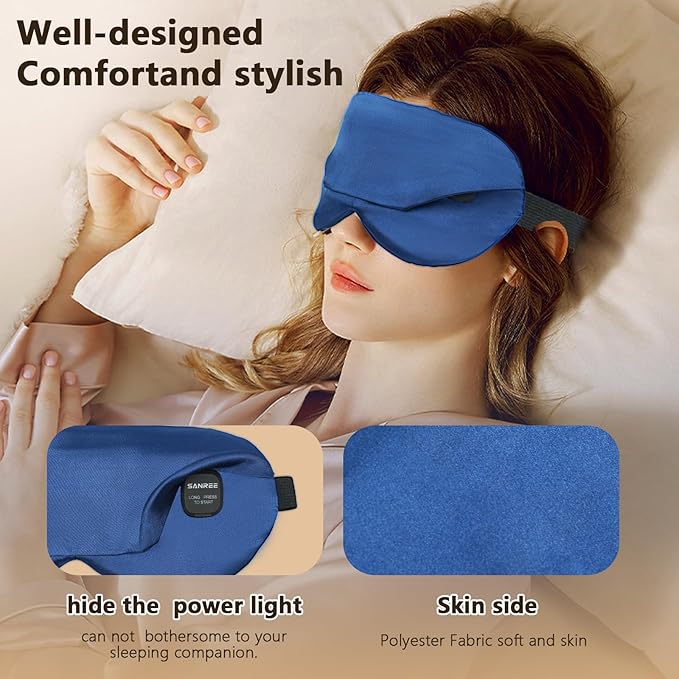 Heated Eye Mask, Warm Eye Compress for Dry Eyes Blepharitis Stye Moist Hot Relief, Electric Blackout Cordless Heating Pad for Traveler Computer Tied Eyes,Washable Rechargeable Sleeping Mask for Gift