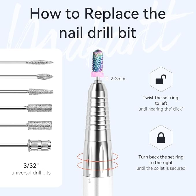 Makartt Nail Drill Handpiece for Nouvella, 35000RPM Rechargeable Electric File Machine Replacement for Manicure Art Tool