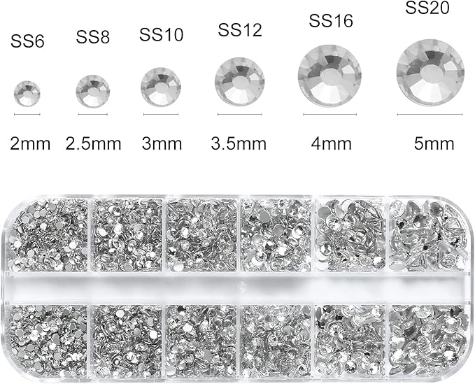 3972pieces Nail Art Rhinestones Kit Nail Gems Ab Flatback 6 Sizes Rhinestones for Nail Art Craft(Clear)