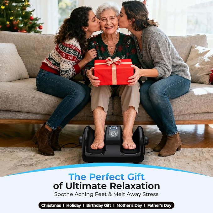 Foot Massager Machine with Heat - Shiatsu Deep Kneading for Foot Relaxation, 3 Speed & 4 Modes, Versatile Control Methods, Gift for Men Women