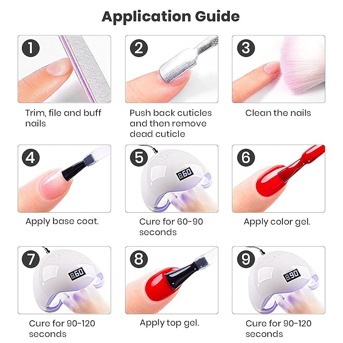 RARJSM Gel Nail Polish Kit, Glitter Rose Gold Silver Gel Polish, Pastel Pink Classic Red Black White Nail Polish Set, Curing Required Nail Art Manicure Salon 7.5ML Each Bottle