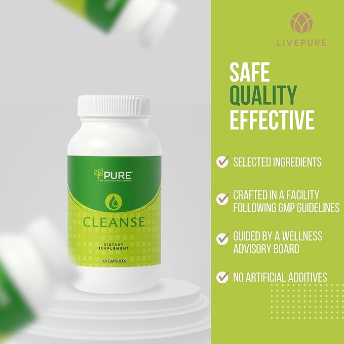 PURE Live Cleanse | Vegan Formula for Better Digestion & Encourages Gut Health - Non-GMO - 60 Capsules