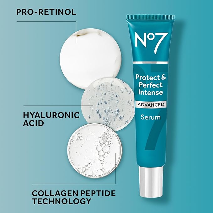 No7 Protect & Perfect Intense Advanced Serum - Anti-Aging Face Serum that Visibly Smoothes & Firms Fine Lines and Wrinkles - Formulated with Hyaluronic Acid and Matrix 3000+ Technology (1 Fl Oz)