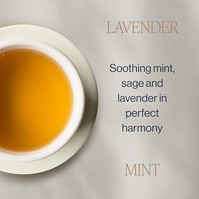 Rishi Tea Lavender Mint Herbal Tea - Organic, Caffeine Free Sachet Bags, Calming Lavender with Peppermint & Sage - 15 Count (Pack of 6)