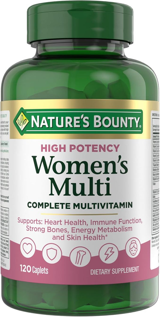 Nature’s Bounty High Potency Women’s Complete Multivitamin, Daily Vitamin with Vitamin C, Supports Heart Health & Immune Function, Essential Nutrition for Women, 120 Caplets
