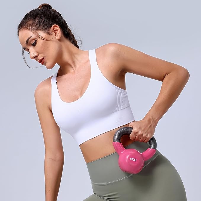 Evercute Adjustable Sports Bras for Women 3/4 Pack Racerback High Support Bras Padded Workout Bras Seamless Yoga Athletic Bra