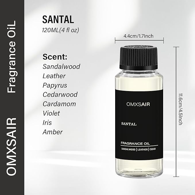 Hotel Diffuser Oil 120ml Inspired by Santal - Home&Car Luxury Scents - Comforting Sandalwood,Papyrus,Cardamom,Waterless Essential Oils Blend for Aromatherapy Diffuser