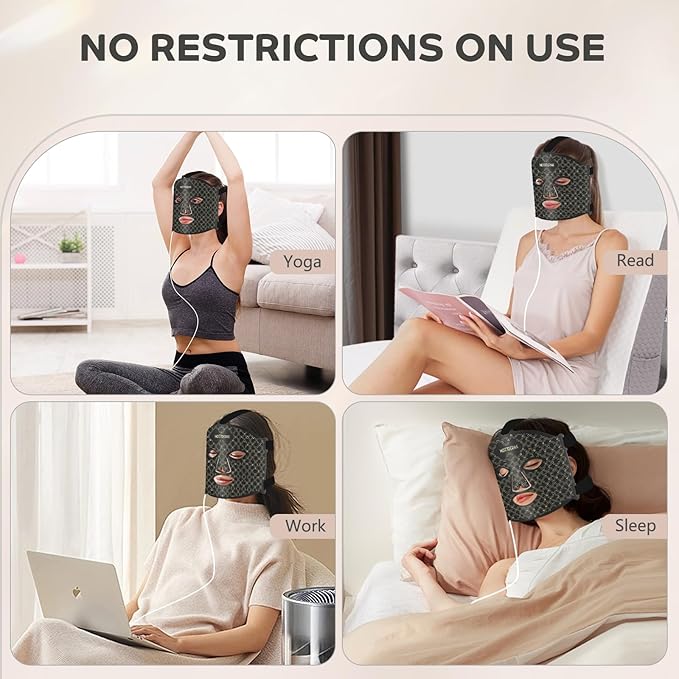 Red Light Therapy for Face, Two Drive Modes Red Light Mask with 850nm Near-Infrared for Travel Home Use