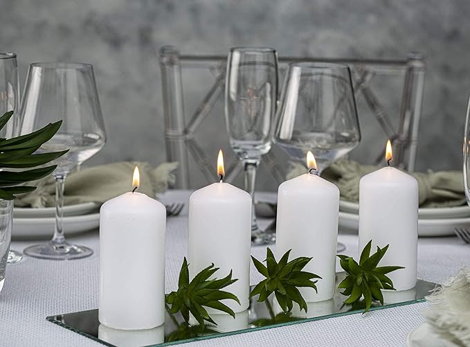 BOLSIUS 2x4 Inch White Pillar Candles - 4 Pack Candle Set - 20 Hours Burn Time - Premium European Quality - Dripless And Smokeless Candle - Perfect for Wedding Candles, Parties, and Special Occasions