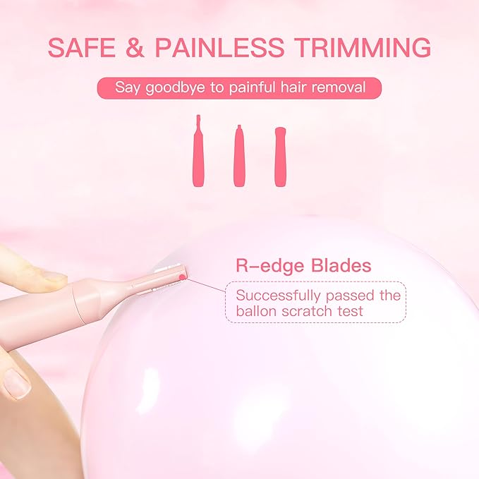 Nose Hair Trimmer for Women, 3in1 Electric Eyebrow Trimmer Waterproof Facial Hair Removal Rechargeable Hair Shaver Razor for Nose Ear Eyebrow Peach-Fuzz Lips Chin FT3001 Pink