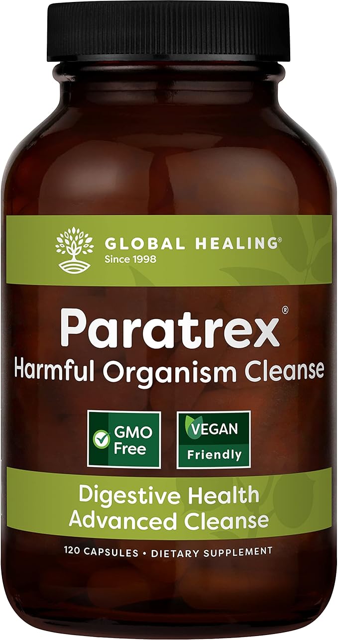 Global Healing Paratrex - Gut Health Cleansing & Intestinal Detox Support - Cleanse Supplement with Wormwood, Neem, Black Walnut and Diatomaceous Earth for Human Adults - 120 Capsules