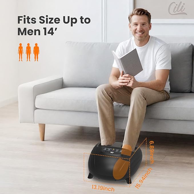 CILI Foot Massager with Heat, Shiatsu Foot Massage Machine for Plantar Fasciitis Neuropathy, 3 Sole & Instep Heating Levels, 3 Intensity Adjustable, Up to Size 14, Gifts for Him Her