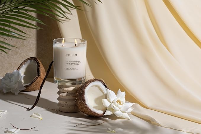 Brooklyn Candle Studio Tulum Classic 2 Wick Candle - Luxury Scented Candle, Vegan Soy Wax, Hand Poured in The USA, 70 Hour Slow Burn Time - 13oz