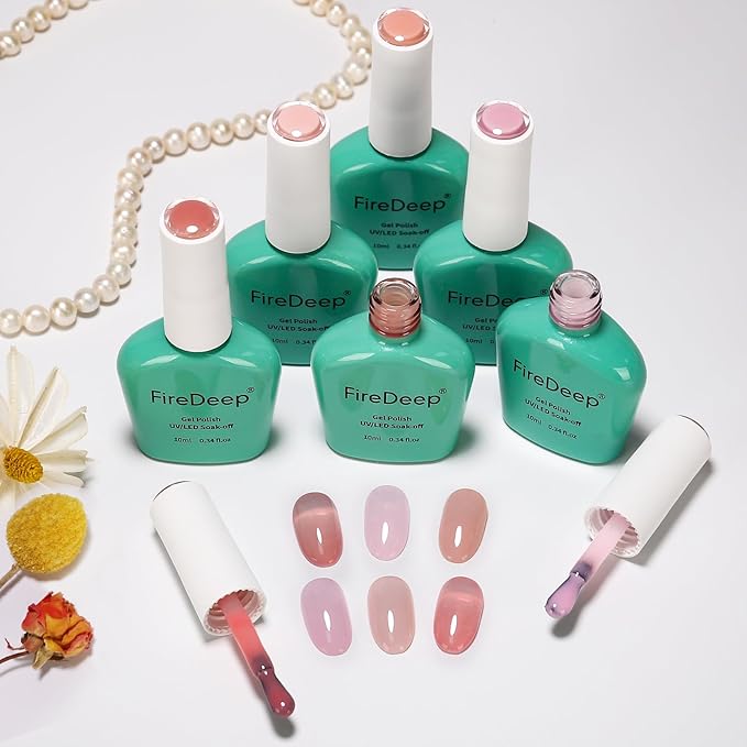 6 Colors Sheer Jelly Gel Polish Baby Blush Soft Shades Hema Free Art DIY Salon Gift