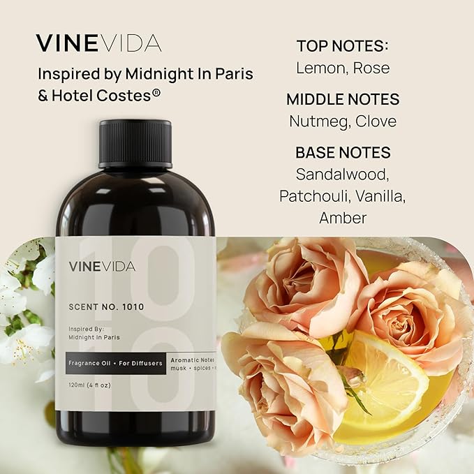 VINEVIDA (32oz) Hotel Fragrance Collection Diffuser Oil - Scents for Home - Cold Air Essential Oil - No.1010 Inspired by Hotel Costes