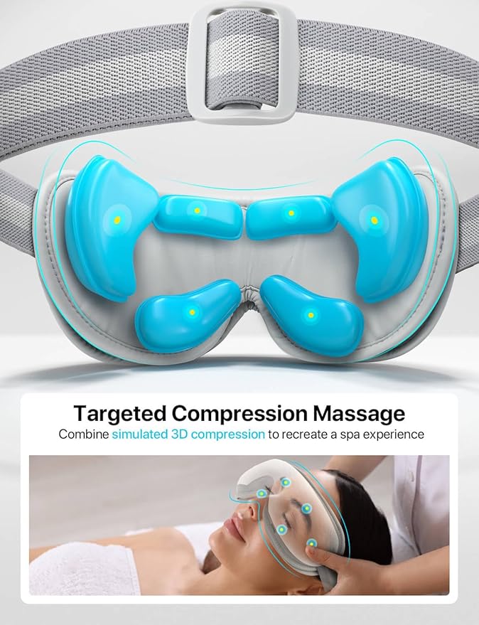 Eye Massager with Heat, Migraine Relief, Birthday Gifts for Women, Eye Care Gifts for Mom, Heated Sleep Eye Mask with Bluetooth, Heat for Relax Eye, Reduce Eye Strain