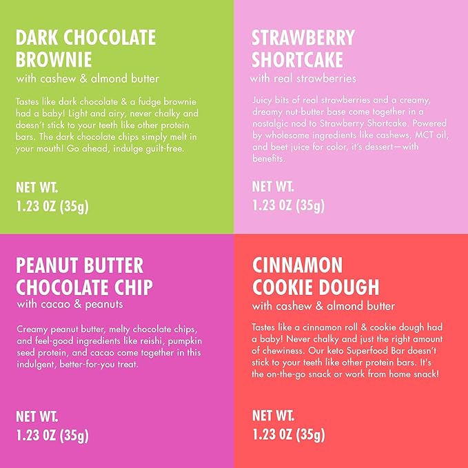 B.T.R. Nation Keto Superfood Protein Bars - Plant Based and Free of Sugar Alcohols | (12) Bar Variety Pack | Gluten Free, and Boosted with Powerful Superfoods!