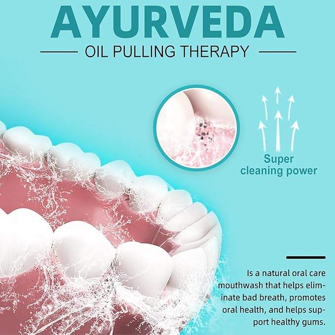 Coconut Oil Pulling for Fresh Breath and Oral Hygiene - Ayurvedic Expert Formulated | Supports Healthy Gums | Natural - Includes Tongue Scraper and Measuring Cup - 8 oz - 2 Packs