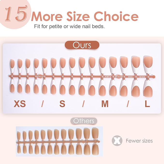 Canvalite French Tip Press on Nails Gel Nail Tips - 300Pcs Pre-Colored Quick and Easy Fake Nails with Designs Coffin Nails Tips Press on Nails Long DIY Nail Extensions, Nude White