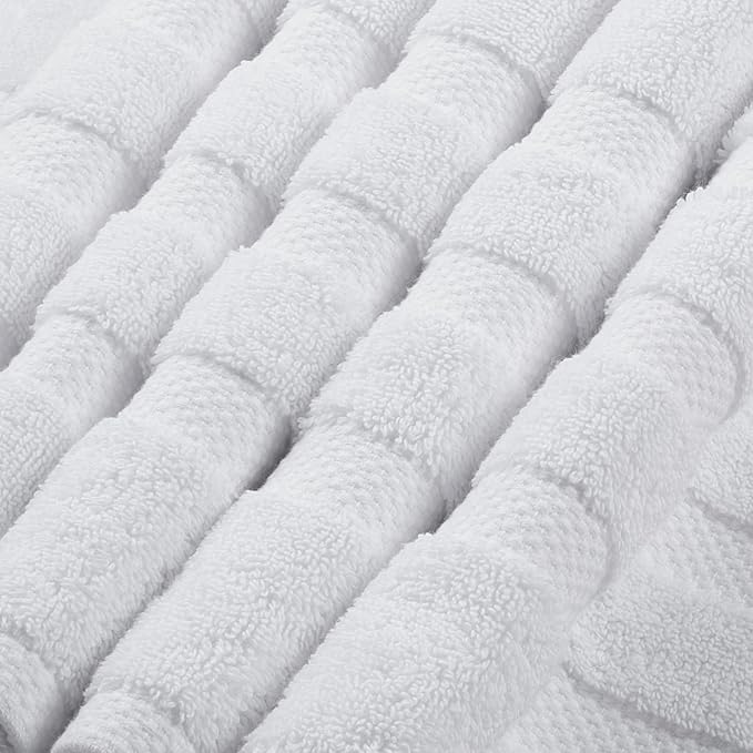 SOFE H&L | Olea Luxury Turkish Cotton Bath Towels Set of 6 : 2 Bath Towels 2 Hand Towels 2 Wash Cloths White | Thick, Premium, Soft, Durable, Absorbent - Hotel Quality Towel Sets for Bathroom