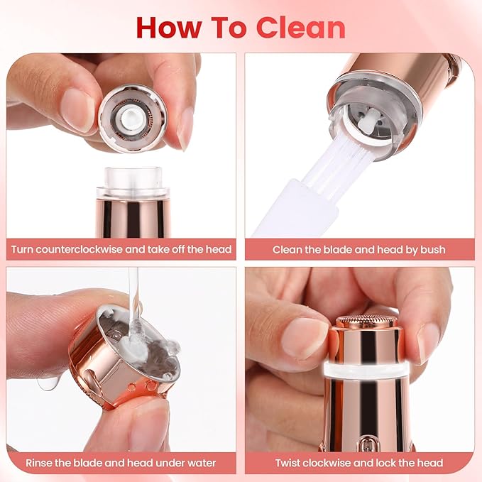 Facial Hair Remover for Women- 2-in-1 as Seen on TV Painless Face Shaver -Mini Hair Remover, Electric Razor Shaver Portable Bikini Epilator for Lips, Chin, Armpit, Peach Fuzz,Neck, Cheek