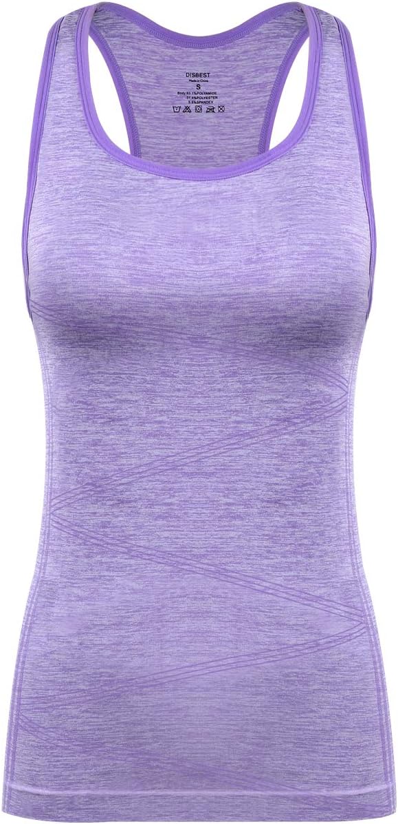 Disbest Yoga Tank Top, Women's Performance Stretchy Quick Dry Sports Workout Running Top Vest with Removable Pads