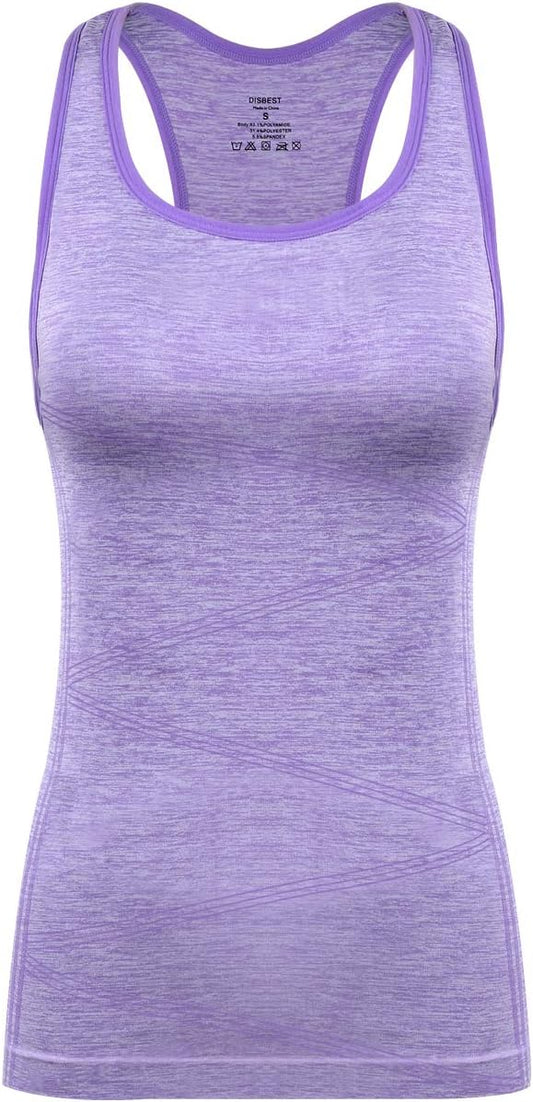 Disbest Yoga Tank Top, Women's Performance Stretchy Quick Dry Sports Workout Running Top Vest with Removable Pads