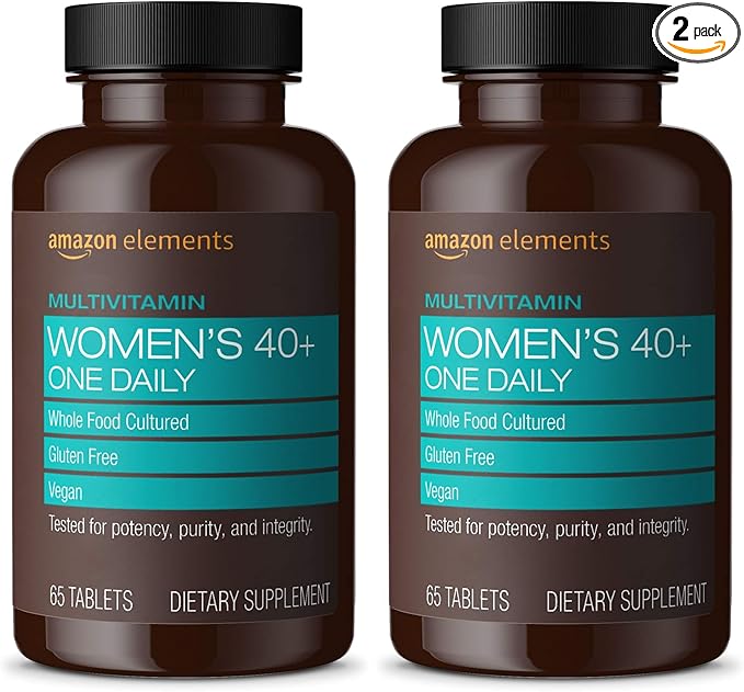 Amazon Elements Women‚ 40+ One Daily Multivitamin, 66% Whole Food Cultured, Vegan, 65 Tablets, 2 Month Supply (Packaging May Vary) (Pack of 2)