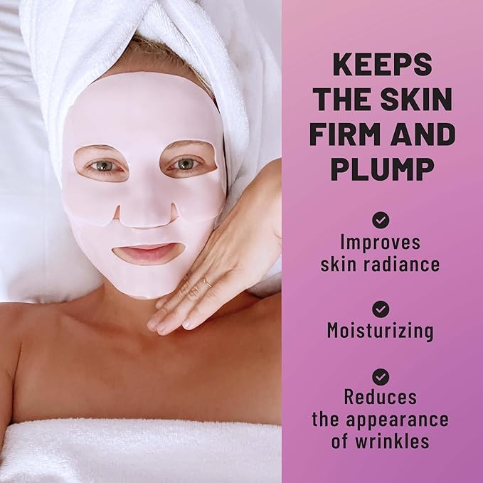 Bio-Collagen Overnight Face Mask - Hydrating & Nourishing Sheet Mask with 17 Amino Acids, Improves Elasticity & Moisturizes, Softens Skin, Suitable for All Skin Types, 6 Pack