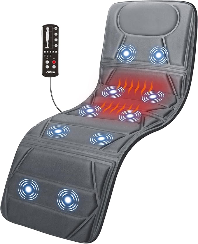 Massager Pad, Massage Mat with 10 Vibrating Motors for Pain Relief, Back Massager with Heat, Full Body Massage for Back, Lumbar,Leg, Gifts for Men Women, Long 67"