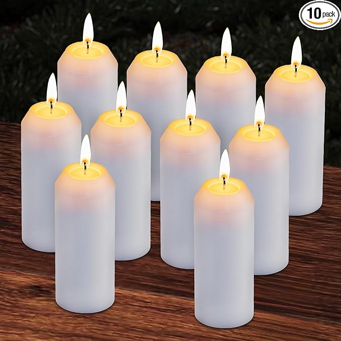 10Pack 15H+ Emergency Candles Long Burning Survival [18H+ Inside Candle Lanterns], 3“ Unscented White Pillar Candles, Survival Candles for Power Outage, Camping, Hurricane