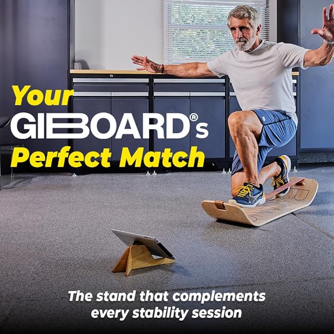 GIBBON SlackBoard - GiBoard Balance Board Kids & Adults - Slackline Balance Trainer - Slack Board Core Workout Equipment Home Gym Training - Standing Desk Exercise - Yoga, Agility, Pilates & More