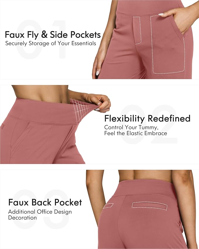 G4Free Yoga Pants Women Wide Leg Pants with Pockets High Waist Stretch Dress Casual Sweatpants Petite/Regular/Tall