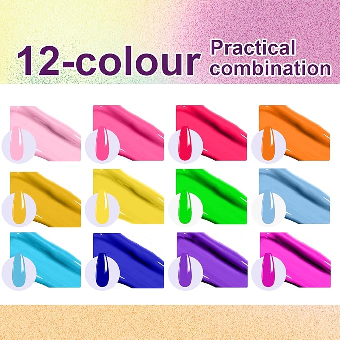 Gradient Painting Gel,12 Ombre Gel Nail Polish Kit with 100Pcs Nail Sponges & Tweezers Bright Color for Pigment Pat Nails French Manicure, Long-lasting Palette Mojito Sunrise Canvas