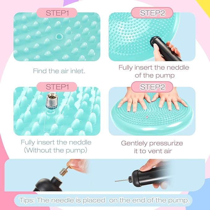 Amylove 6 Pcs Wiggle Seat Inflated Wobble Cushion for Sensory Kid 13 Inch Balance Disc Kids Flexible Seating Exercise Sensory Pad Chair Cushion for Classroom Office School