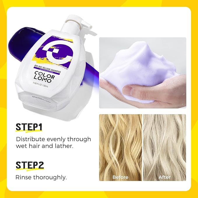 Bye Bye Yellow Purple Shampoo, Neutralizes Brass & Yellow Tones, Sulfate Free, For Color Treated, Blonde, Bleached, Highlighted Brown or Silver Hair, 11. 83 Fl Oz