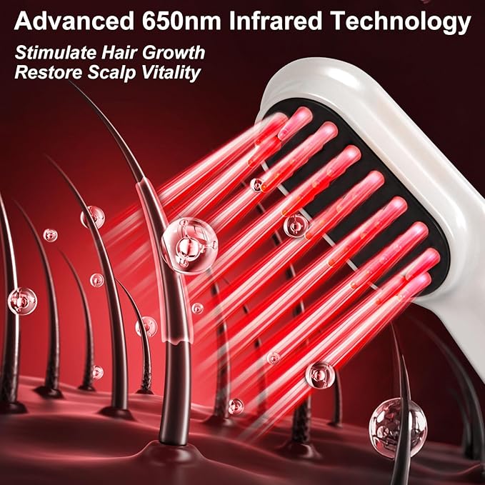 Laser Therapy Hair Growth Comb, Electric Scalp Massager, Handheld Comb-Shaped Hair Regrowth Device for Hair Growth & Hair Care for Thicker, Healthier Hair