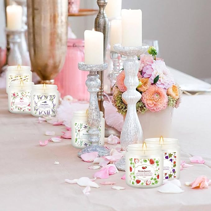 24-Pack White Frosted Scented Candles Set - 3.5oz Assorted Floral & Fruit Fragrances,Odor Eliminating,for Home Decor, Gifting & Relaxation.