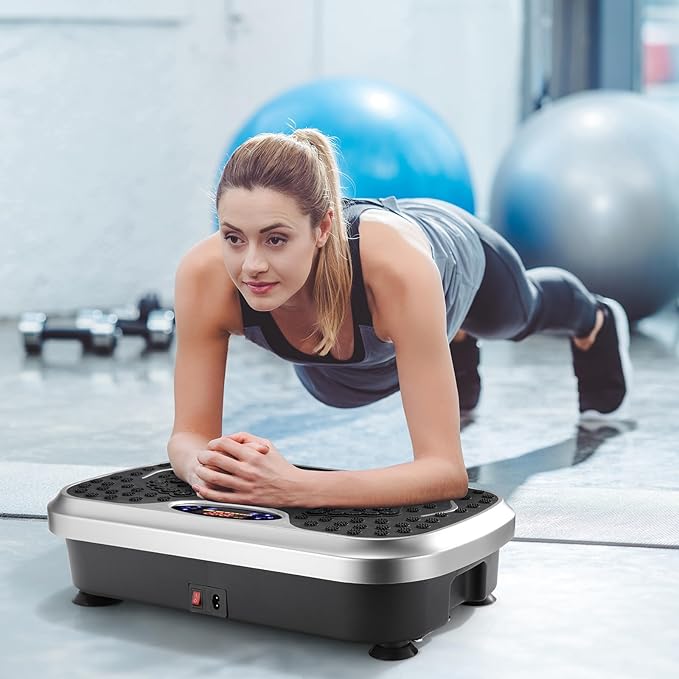 Arlopu 3D Vibration Plate Exercise Machine for Weight Loss & Lymphatic Drainage, Full Body Workout Shake Board Vibration Platform with Loop Bands & Remote, Home Gym Equipment for Toning/Recovery